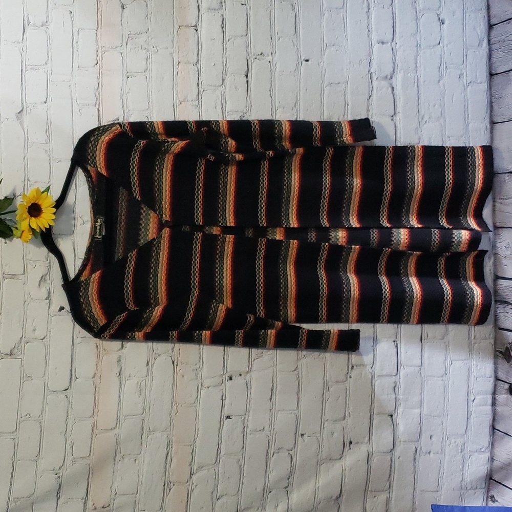 Jessica Max USA open cardigan horizontal striped multicolor Sz M